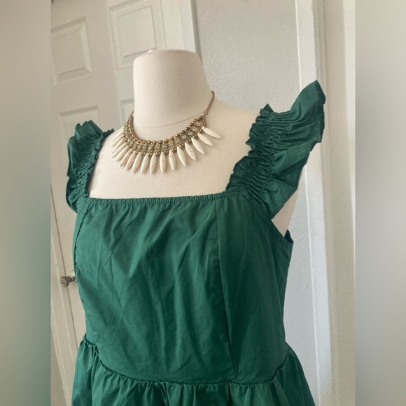 ALANDWELL-Women's Elegant Square Neck Lantern Sleeve A-Line Mini Dress - Picture 4 of 10